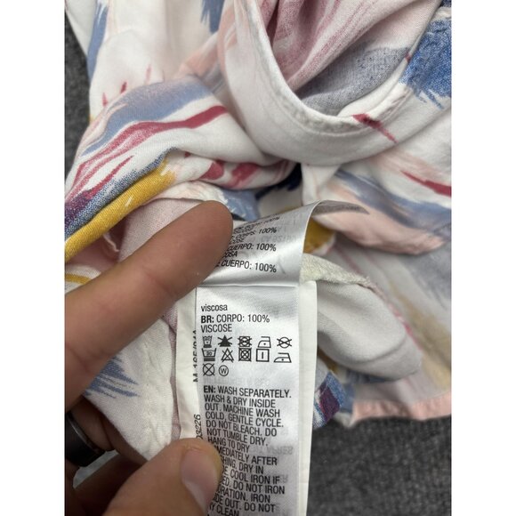 Roxy Shirt Womens US 8 Medium Pink Blue Ikat Print Sleeveless V Neck Boho Wrap - Picture 7 of 7